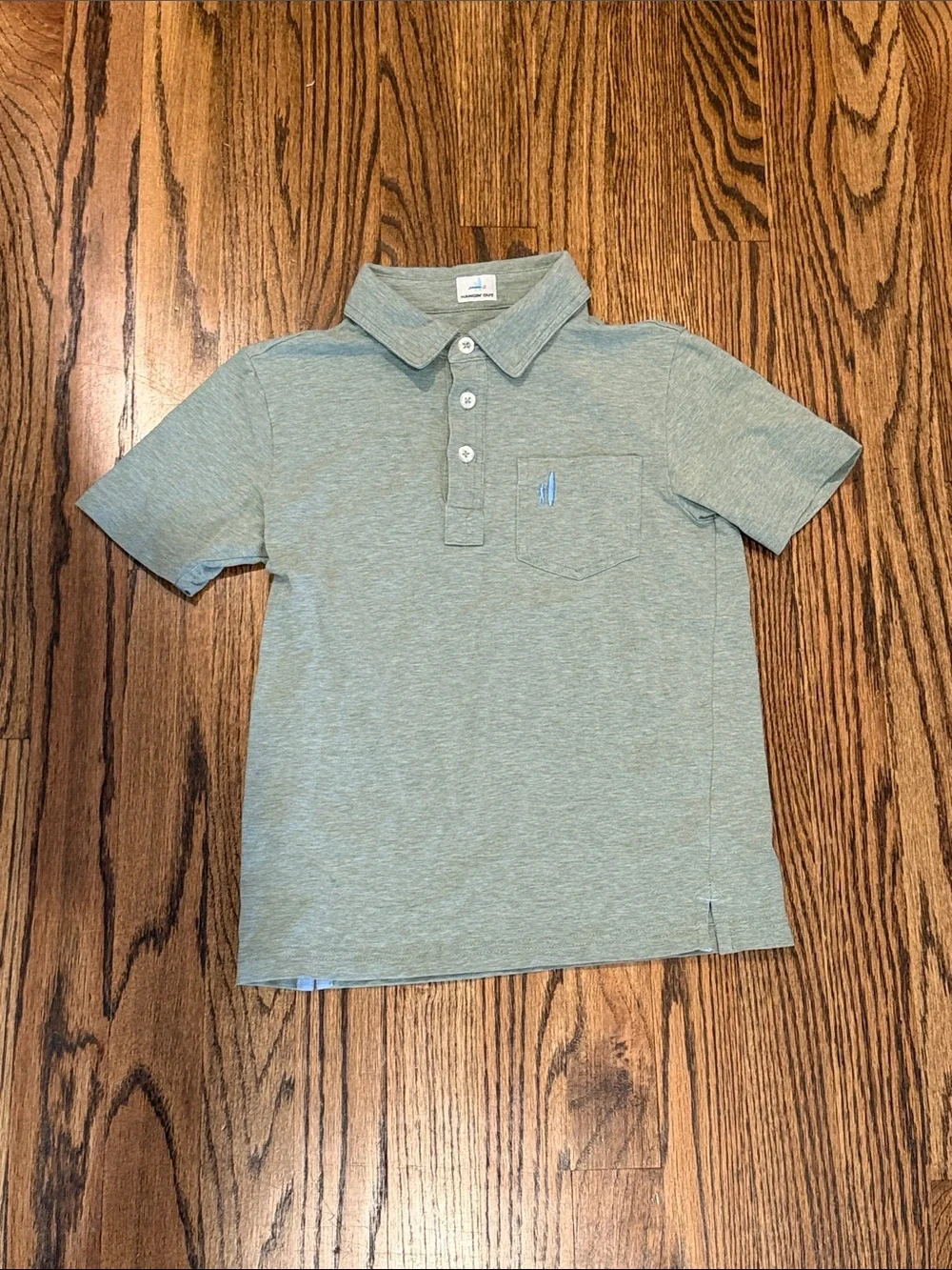 Boys Johnnie-O Heather Sage Green Polo Shirt with Chest Pocket size 7